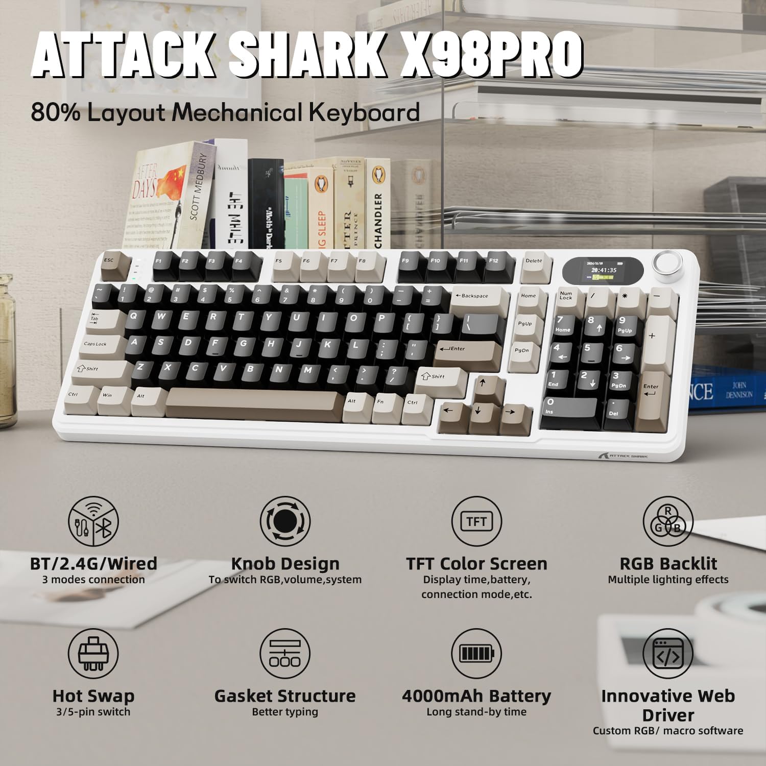 Keyboard Gaming Mac - ATTACK SHARK X98Pro Wireless Mechanical Keyboard