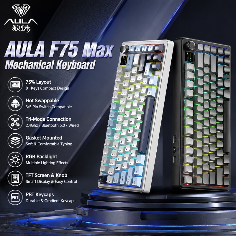 AULA F75 Max Mechanical Keyboa - đánh giá và giá Gaming Keyboard Mechanical Wireless