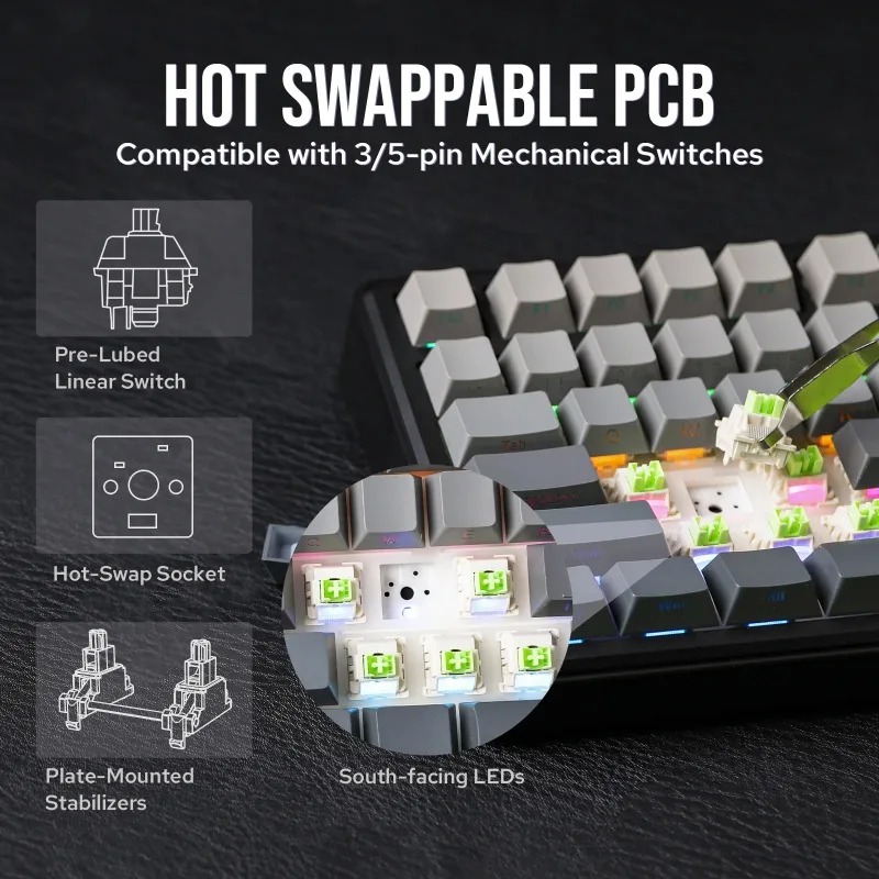 AULA F75 Max Mechanical Keyboa - đánh giá và giá Gaming Keyboard Mechanical Wireless